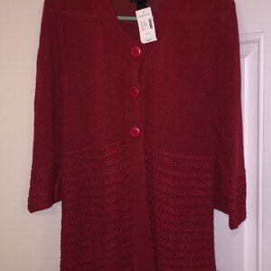Lane Bryant 100% Acrylic Cardigan Sweater Size 14 / 16 Red